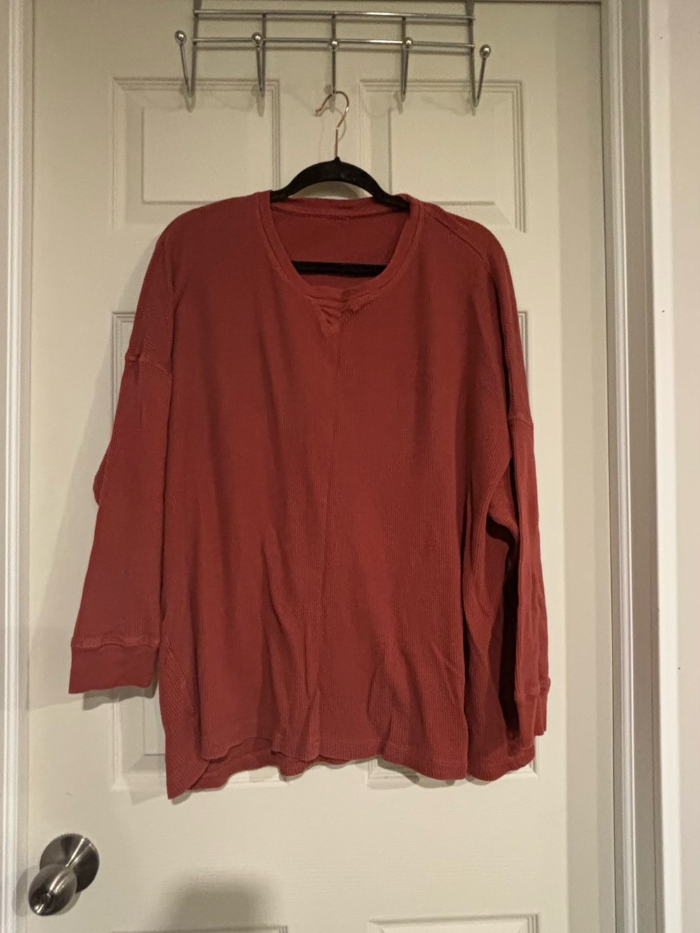 Free People Rust Red Thermal Long Sleeve Sweater